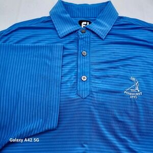 FootJoy FJ Pinehurst 1895 Golf Polo Shirt Mens Blue Striped Performance Large